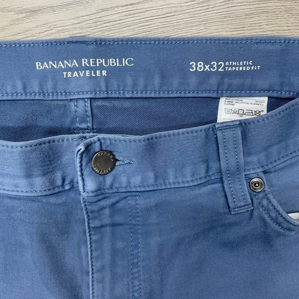 Banana Republic Traveler Pants Mens 38x32 Blue Shadow Athletic Tapered Fit